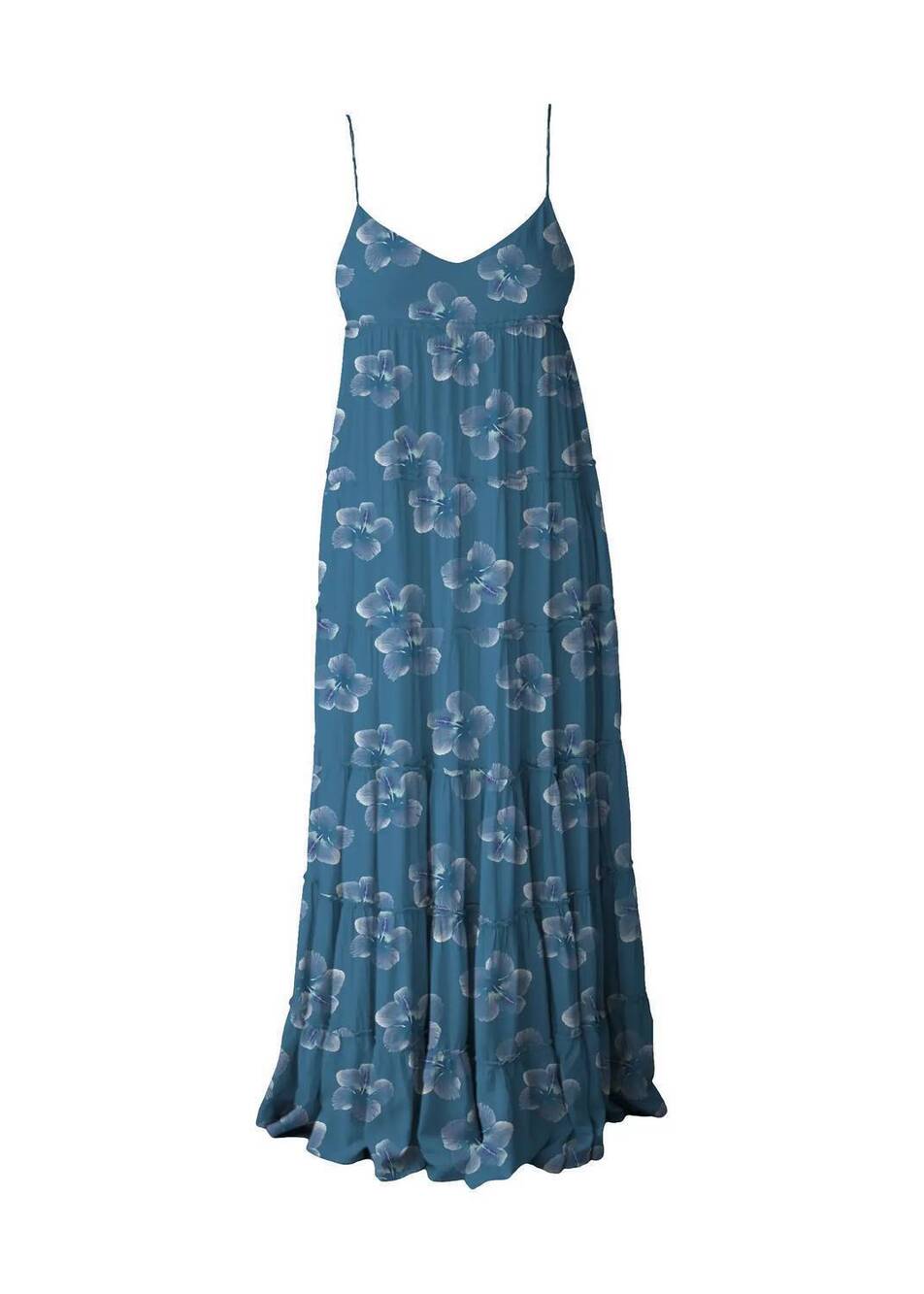 NEW MAI women's charlie midi dress in hibiscus steel